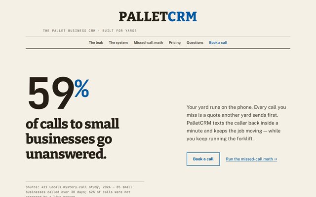 PalletCRM homepage